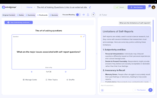 Mindgrasp AI Chrome Extension screenshot