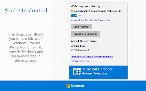 Microsoft Defender Browser Protection screenshot