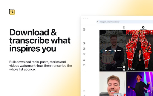 Sort Feed — Sort, Download & Transcribe. Works on Instagram, TikTok +2 more screenshot