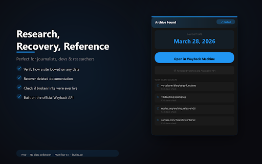 Wayback Machine Quick-Access screenshot