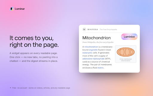 Luminar: AI Summaries for Videos & Articles screenshot