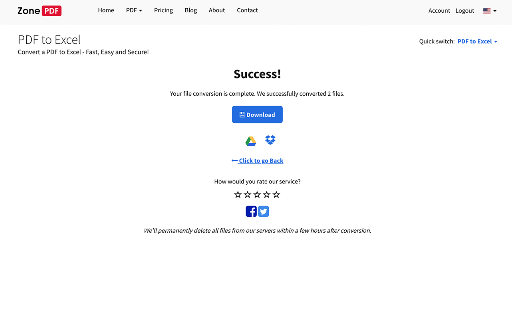 PDF to Excel screenshot