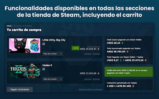 Steamcito: Steam con impuestos Argentina 2026 screenshot
