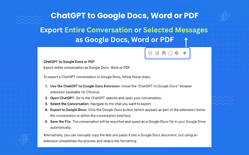 ChatGPT to Google Docs, Word or PDF screenshot