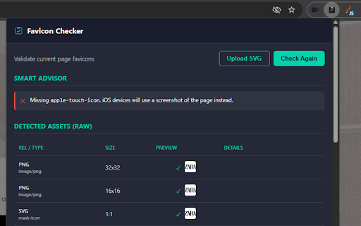 Favicon Checker - Validator, Tester & Generator screenshot