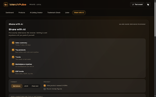 MerchPulse: Merch by Amazon & KDP Sales Tracker screenshot