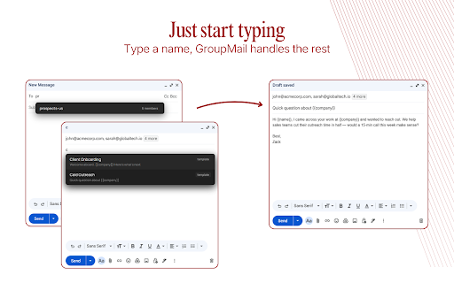 GroupMail: Email Group & Template Manager for Gmail screenshot