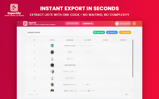 Exportify for Instagram - Export Followers, Following, Likes & Comments screenshot