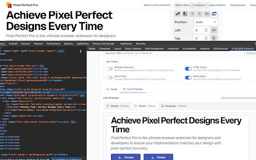 HTML/CSS Extractor screenshot