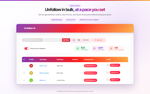 Unfollow AI - Followers & Unfollowers Tracker screenshot