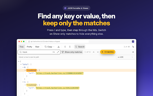 JSON Formatter & Viewer - Pretty Print, Validate, Search screenshot