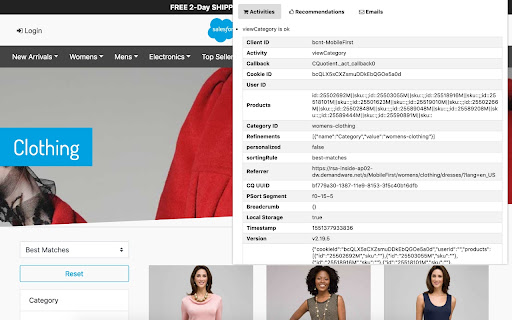 Commerce Cloud Recommendation Validator screenshot