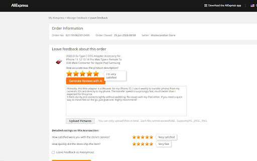 AI AliExpress Review Generator screenshot