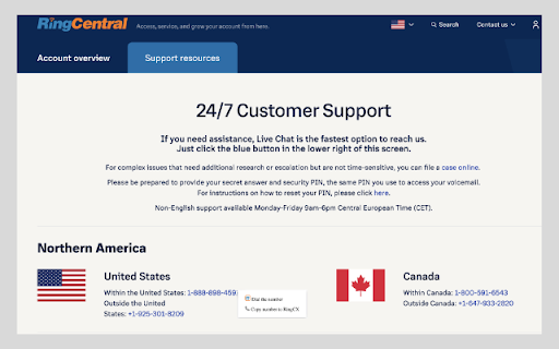 RingCentral RingCX Chrome Extension screenshot