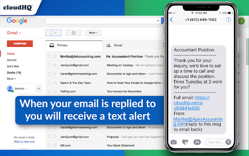Mobile Text Alerts for Gmail™ by cloudHQ screenshot