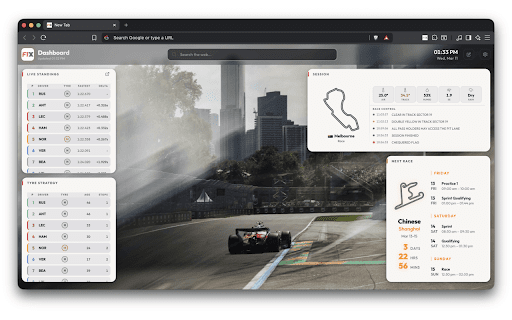 F1X: Live F1 Dashboard & Race Tracker - New Tab screenshot