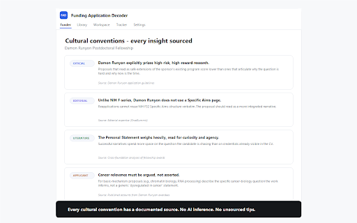 Funding Application Decoder screenshot