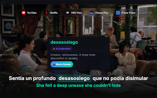 Lingosive: AI Dual Subtitles & Translator — YouTube & Netflix screenshot