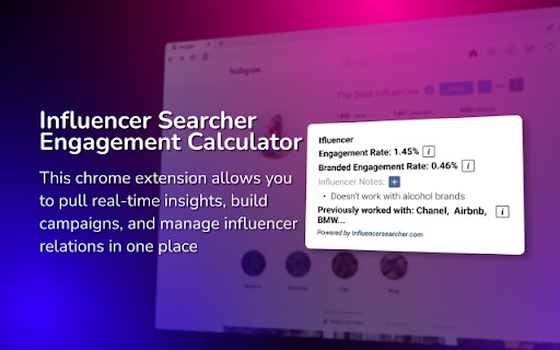 Influencer Searcher Engagement Calculator screenshot