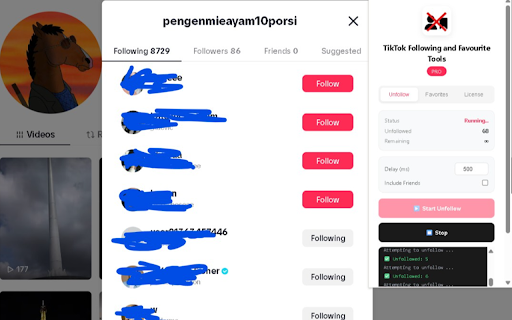 TikTok Remove Following & Favorites Tools 2026 screenshot