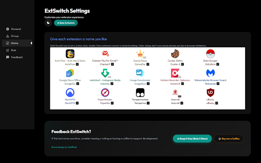 ExtSwitch: Extension Manager & Group Switcher screenshot