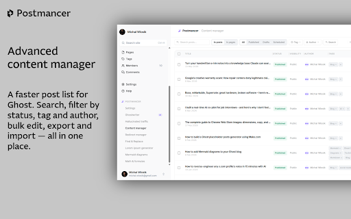 Postmancer — AI Power Tools for Ghost CMS screenshot