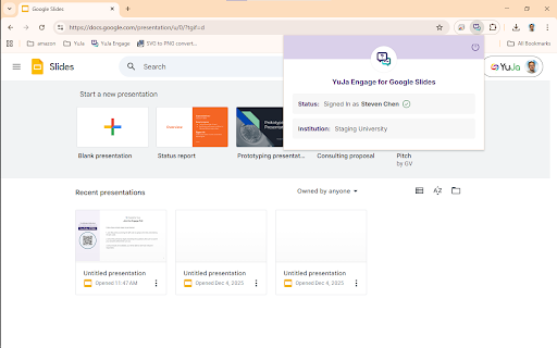 YuJa Engage for Google Slides screenshot