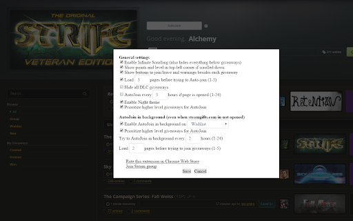 AutoJoin for SteamGifts screenshot