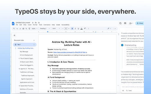 TypeOS: AI Humanizer, Research Assistant & Essay Writer for Google Docs screenshot