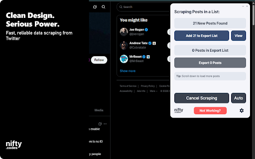 X-Post Scraper: Export Posts, Users, Trends & More screenshot