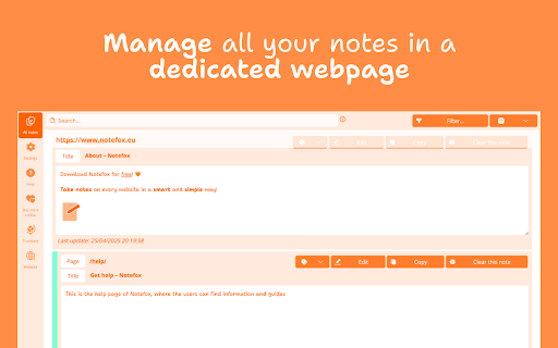 Notefox: Websites notes screenshot