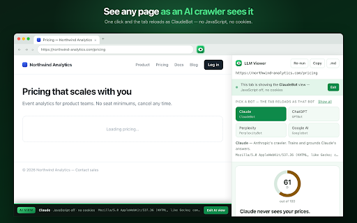 LLM Viewer — See your page as an AI crawler screenshot