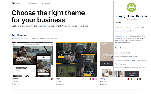 Shopify Theme Detector by Shopify Spy screenshot