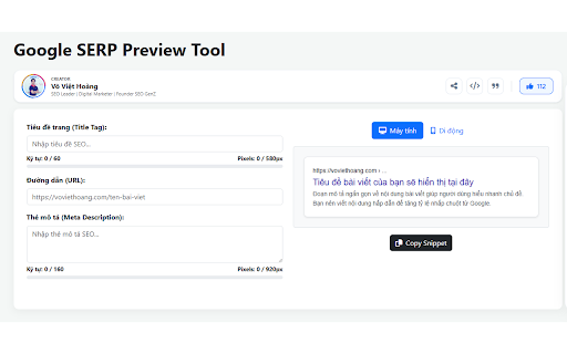 SERP Preview Tool - Võ Việt Hoàng SEO screenshot