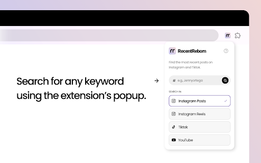 RecentReborn - Find Recent Posts on Instagram, TikTok, and YouTube screenshot