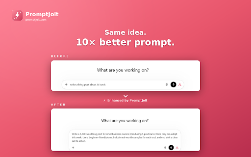 PromptJolt – AI Prompt Enhancer for ChatGPT, Claude & Gemini screenshot