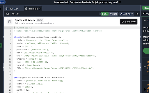 Zotero Better-BibTex to Overleaf screenshot