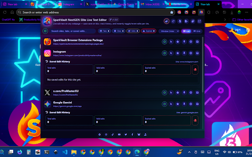 SparkVault NextGEN Elite Live Text Editor screenshot