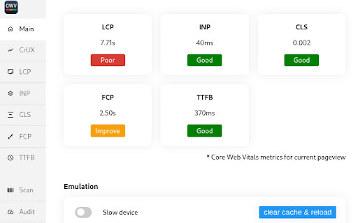 Core Web Vitals Visualizer screenshot
