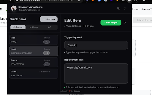 Slash | Quick Type Text Replacement Tool screenshot