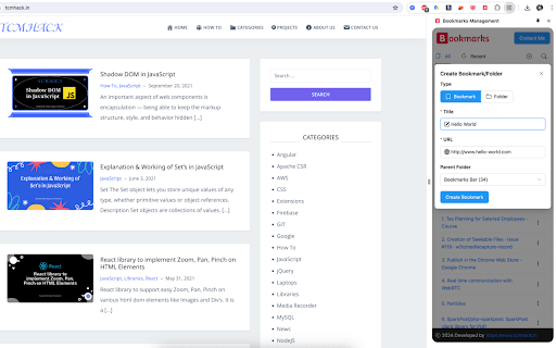 Bookmarks Management screenshot