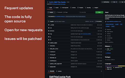 EditThisCookie (fork) screenshot