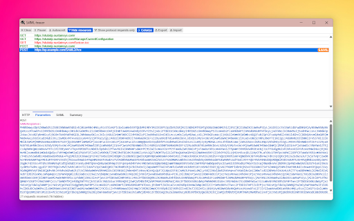 SAML-tracer screenshot