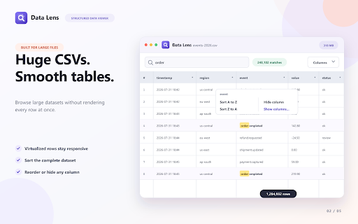 Data Lens - XML, JSON, YAML & CSV Viewer screenshot