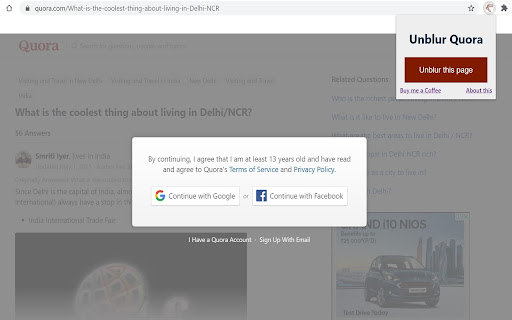 UnBlur Quora screenshot