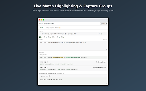 Regex Tester & Builder screenshot