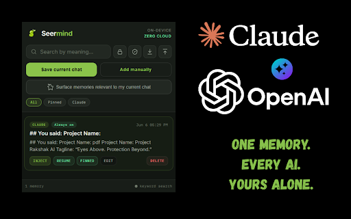 Seermind — your AI memory, on your device screenshot