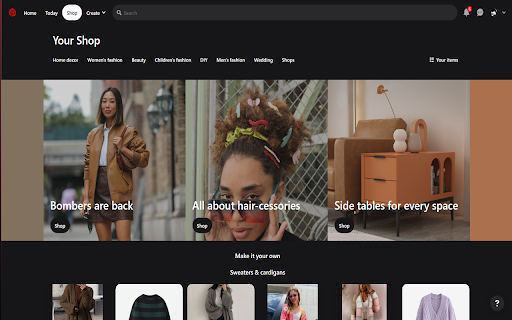 Pinterest Dark Theme screenshot