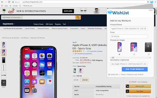 Add to WishList.com Button screenshot