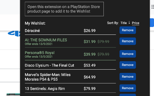 PlayStation Store Wishlist screenshot